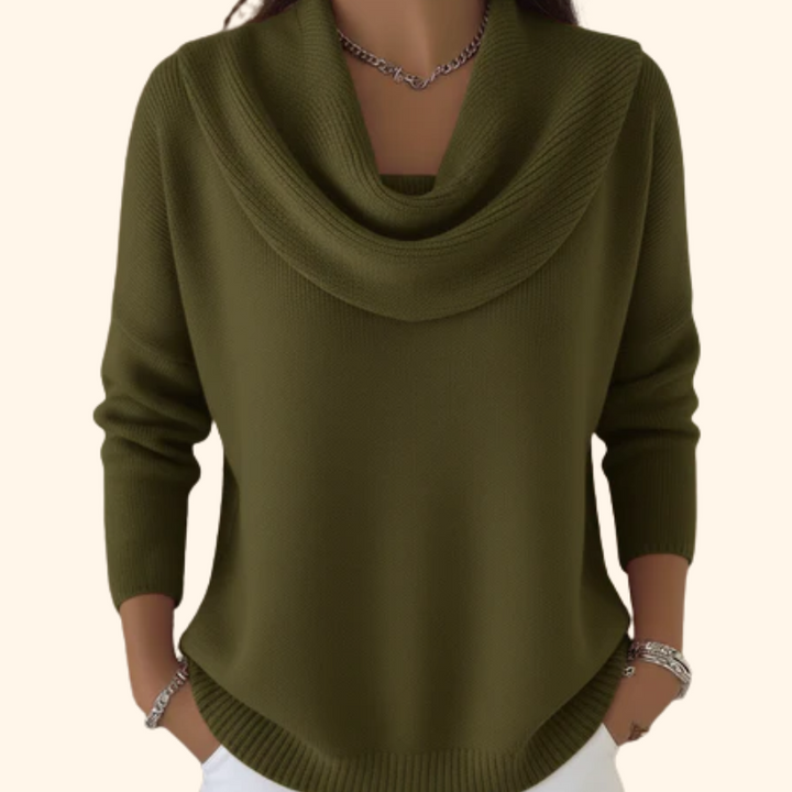 Women's Relaxed Waterfall Sweater for Layering in Green