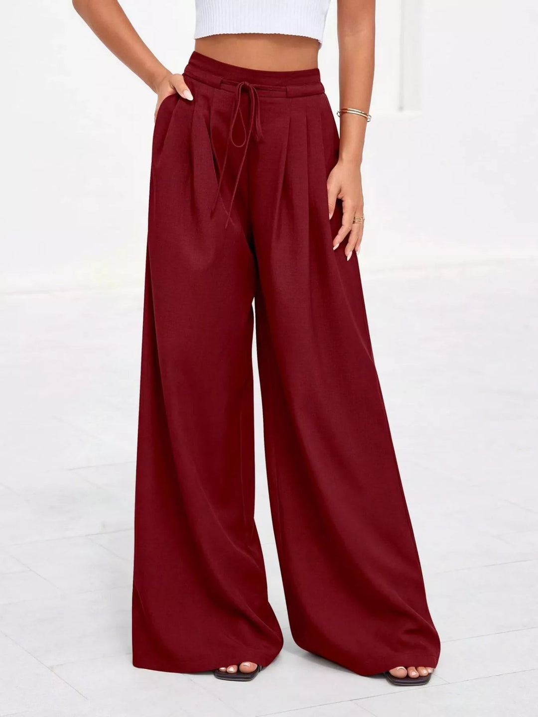 Women's Relaxed Wide Leg Pants, Pleated & High-Waisted (10)