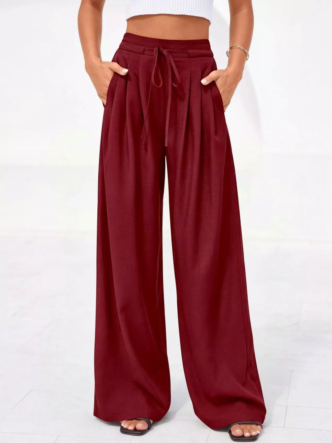 Women's Relaxed Wide Leg Pants, Pleated & High-Waisted (11)