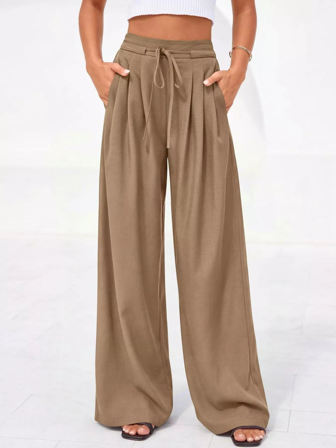 Women's Relaxed Wide Leg Pants, Pleated & High-Waisted (15)