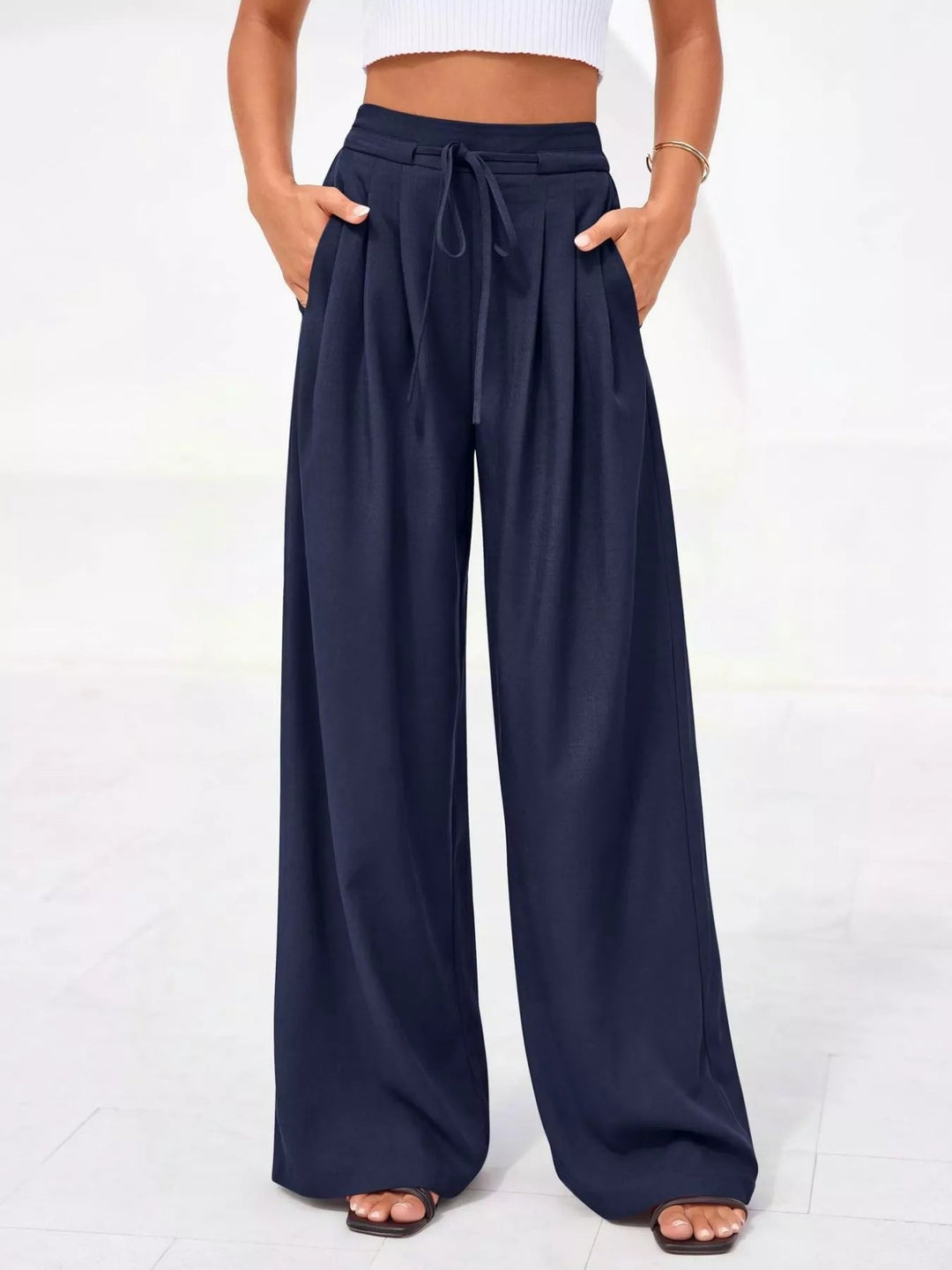 Women's Relaxed Wide Leg Pants, Pleated & High-Waisted (18)
