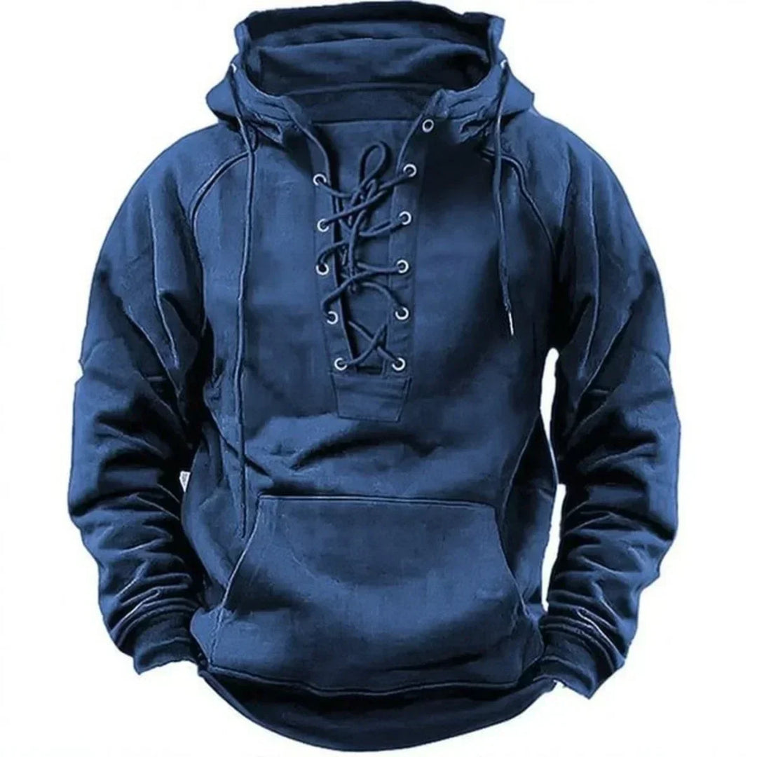 Women's Retro Hoodie for Fall Outfits in Blue