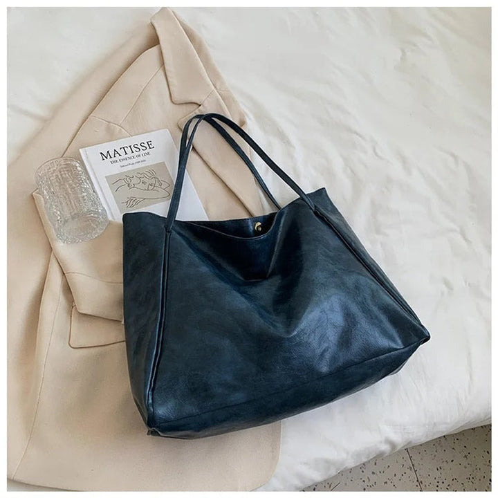 Women's Retro Leather Laptop Bag for Work in Blue