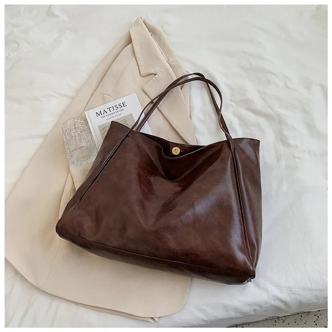 Women's Retro Leather Laptop Bag for Work in Kaffee