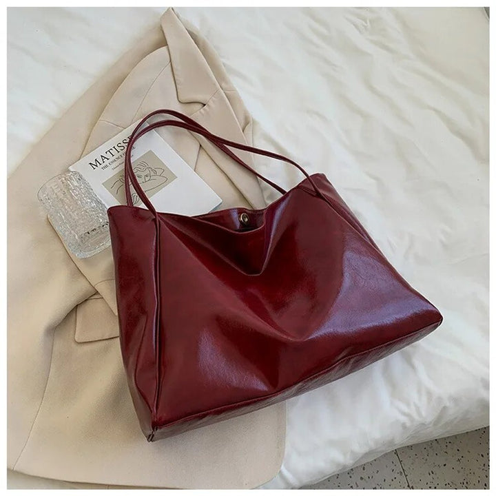 Women's Retro Leather Laptop Bag for Work in Red