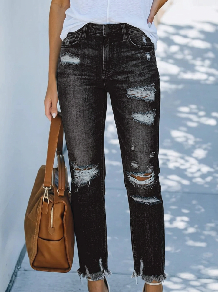 Women's Retro Short Jeans for Fall in Grey