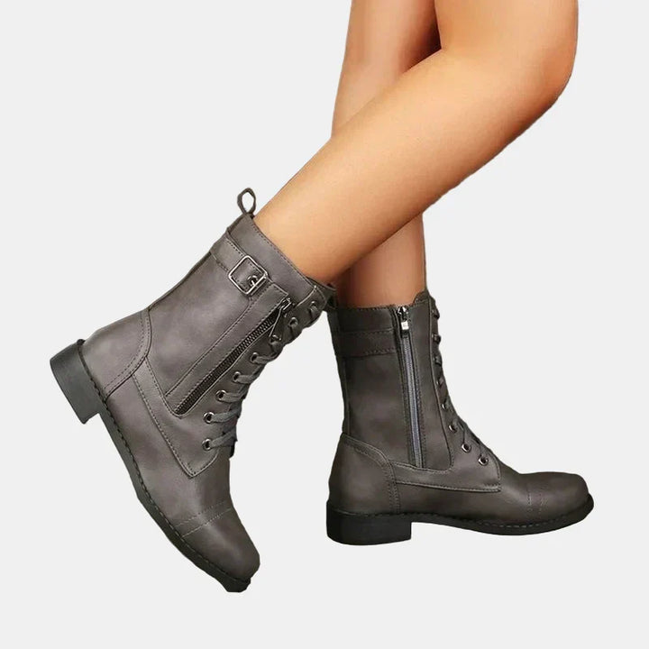 Women's Round Toe Boots for Fall Fashion in Grey