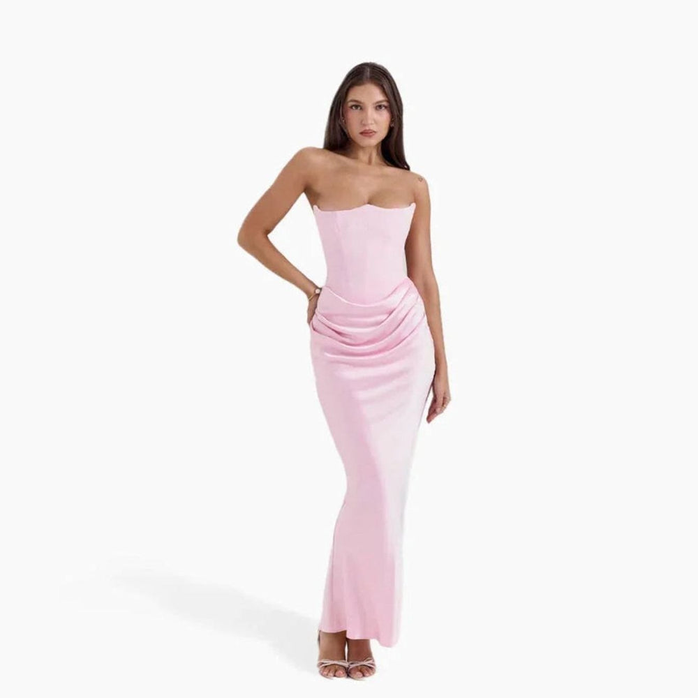 Women's Satin Gathered Fall Wedding Guest Dress (2)