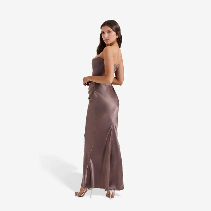 Women's Satin Gathered Fall Wedding Guest Dress (6)