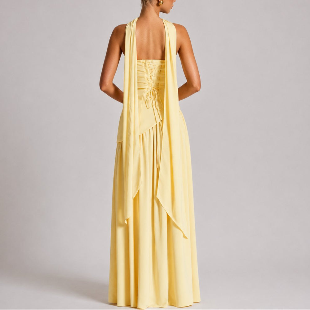 Women's Scarf-Neck Fall Wedding Guest Dress (2)