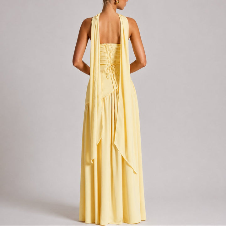Women's Scarf-Neck Fall Wedding Guest Dress (2)