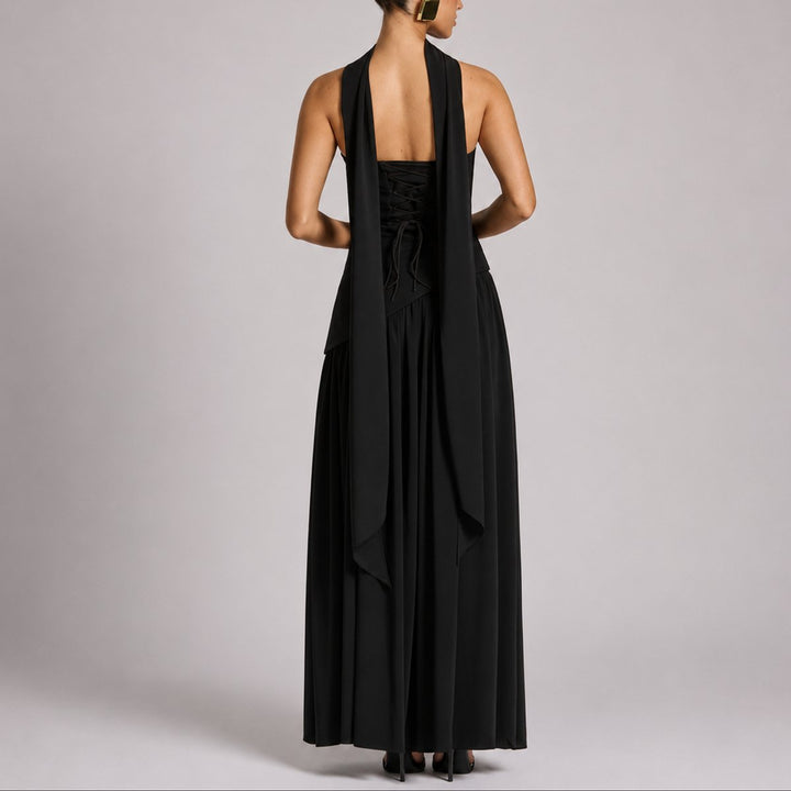 Women's Scarf-Neck Fall Wedding Guest Dress (4)