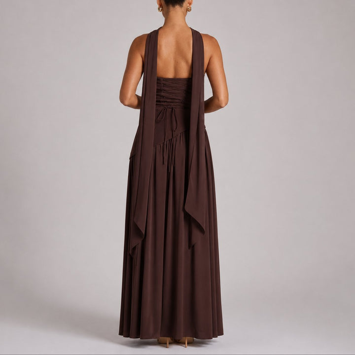 Women's Scarf-Neck Fall Wedding Guest Dress (6)