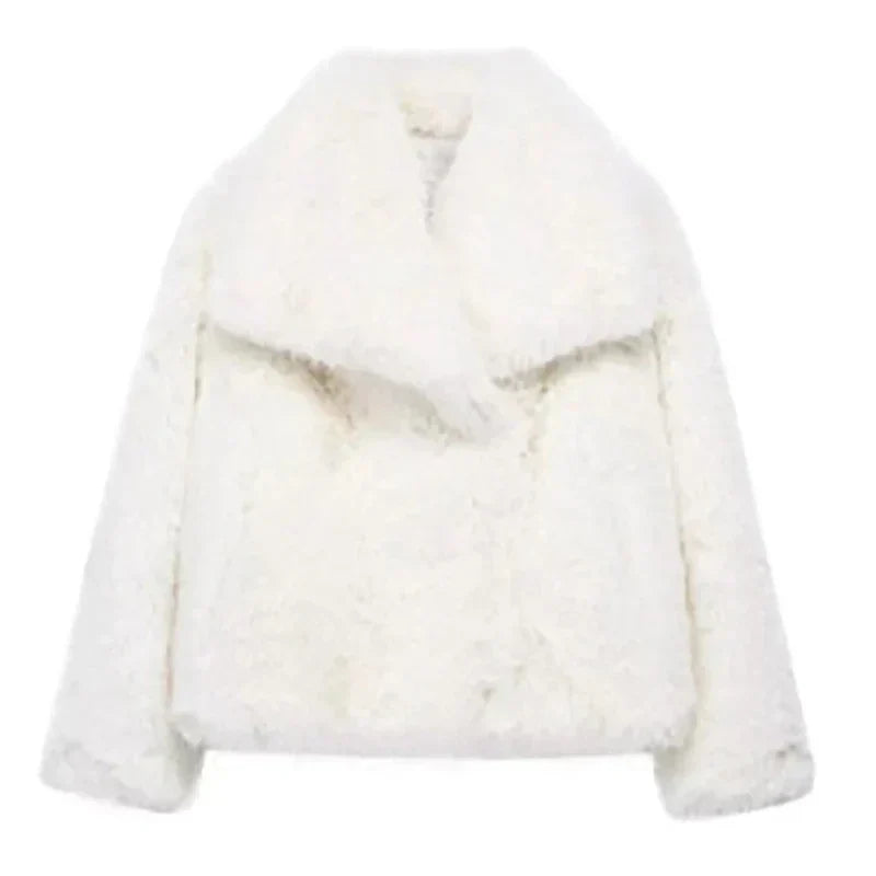 Women's Short Faux-Fur Jacket for Fall in White