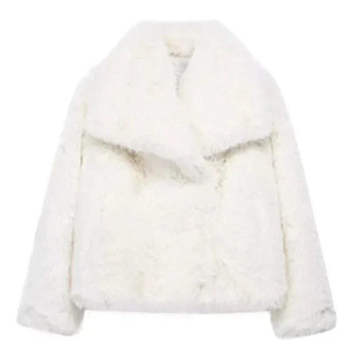 Women's Short Faux-Fur Jacket for Fall in White