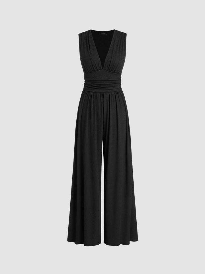 Women's Sleeveless Jumpsuit Dress for Autumn Weddings in Black