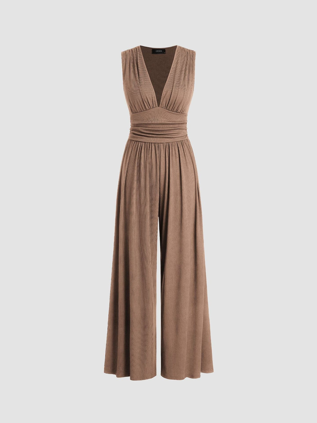 Women's Sleeveless Jumpsuit Dress for Autumn Weddings in Brown