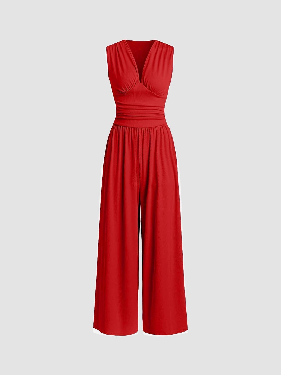 Women's Sleeveless Jumpsuit Dress for Autumn Weddings in Red