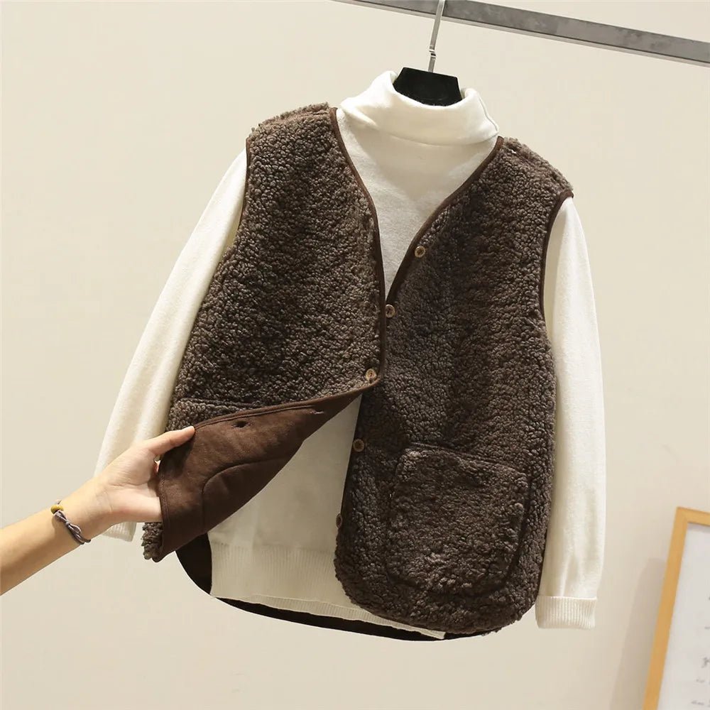 Women's Sleeveless Knit Vest for Layering in Brown