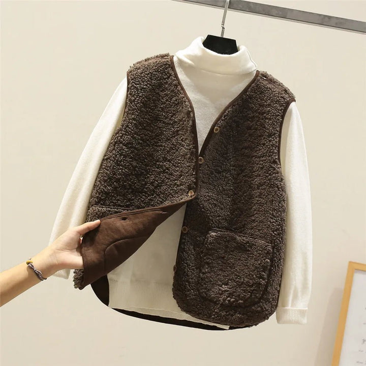 Women's Sleeveless Knit Vest for Layering in Brown