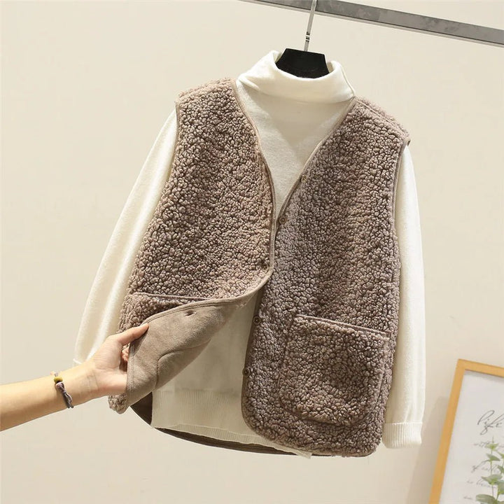 Women's Sleeveless Knit Vest for Layering in Khaki