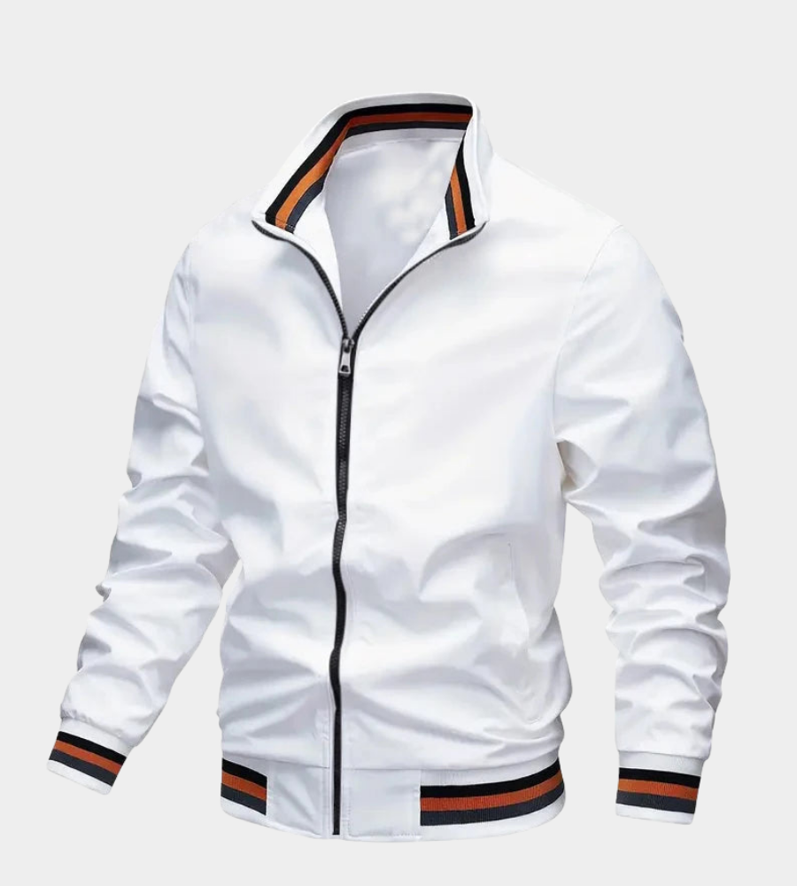 Women's Slim Bomber Jacket for Fall in White