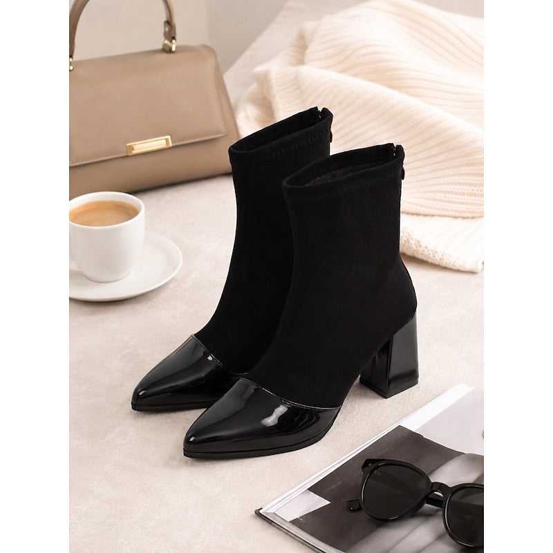 Women's Slip-On Block Heel Ankle Boots (5)