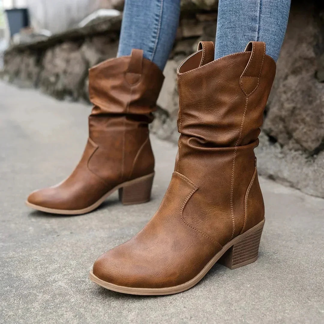 Women's Slouch Boots with Sneaker-Level Support in Brown