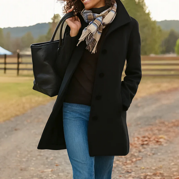 Women's Soft Casual Button Jacket for Fall in Black