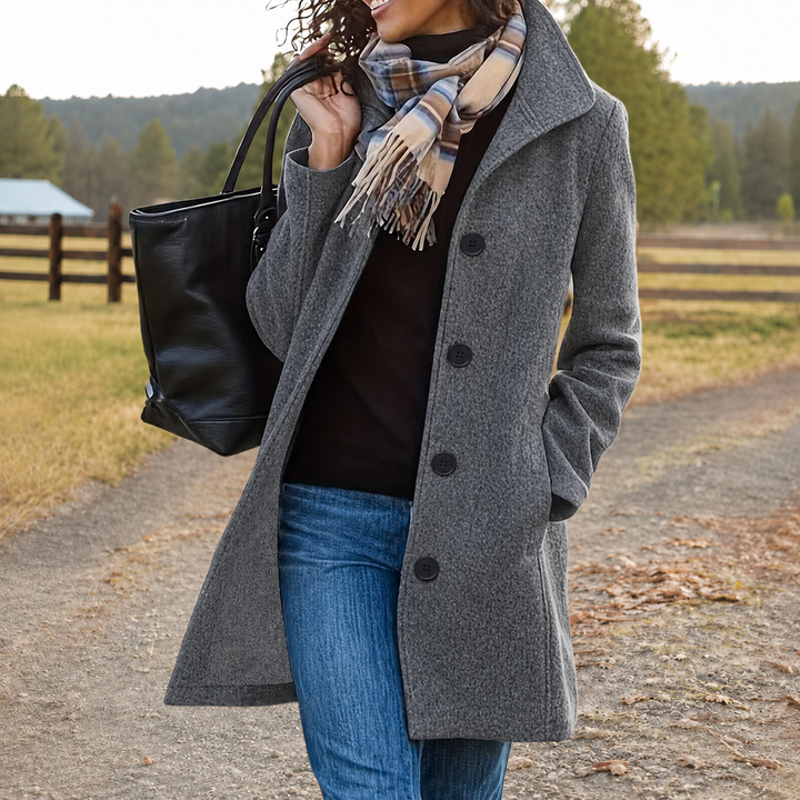 Women's Soft Casual Button Jacket for Fall in Grey