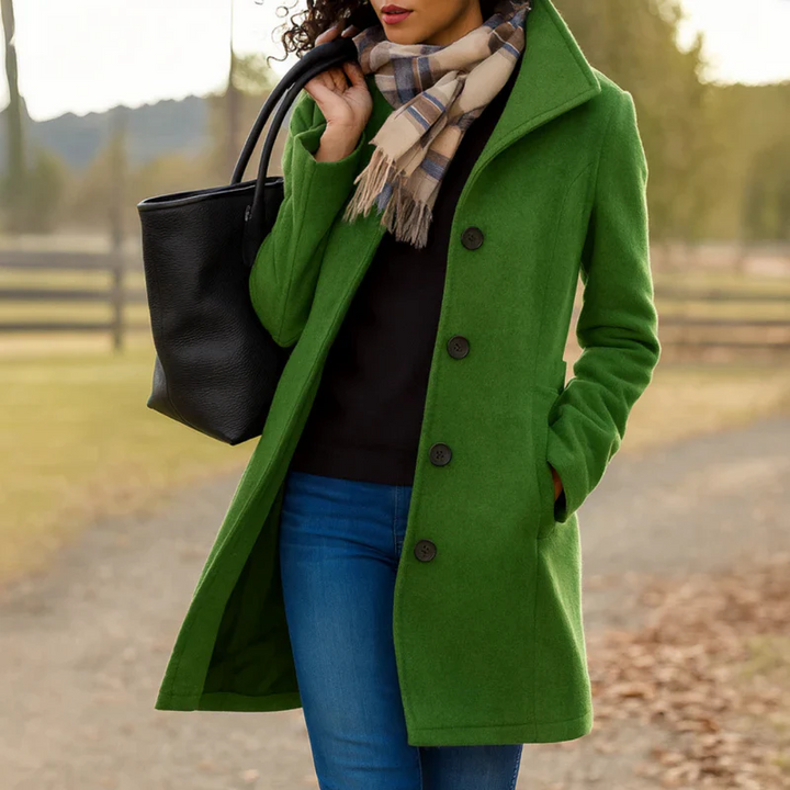 Women's Soft Casual Button Jacket for Fall in Moosgrün