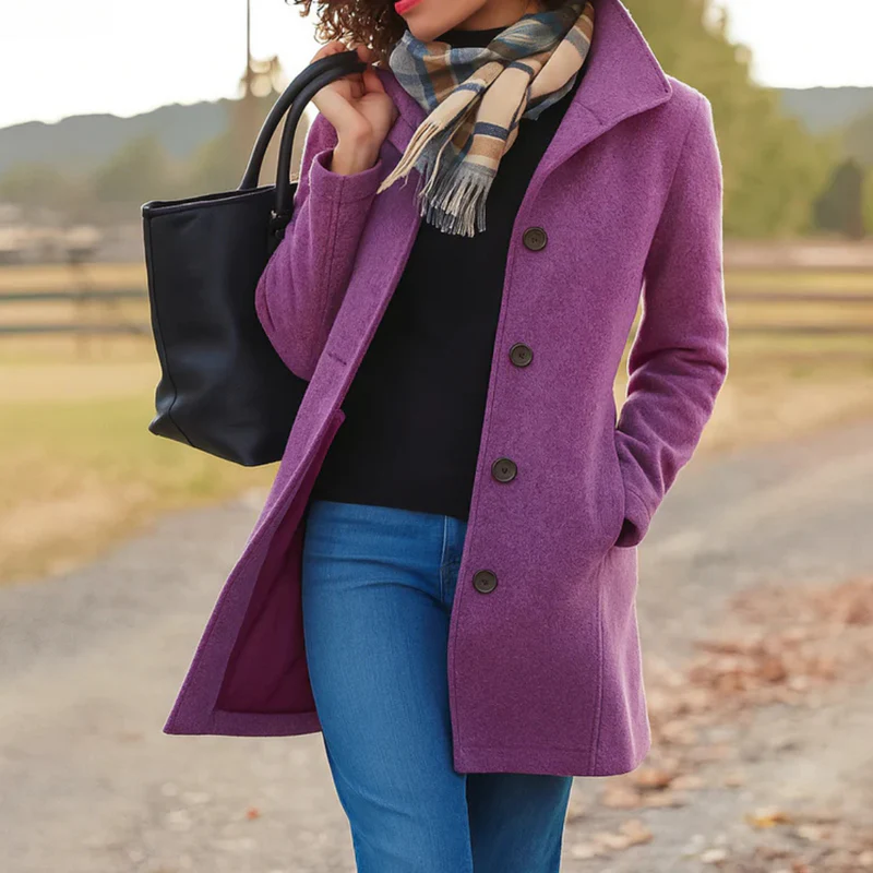 Women's Soft Casual Button Jacket for Fall in Violett