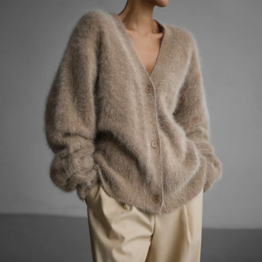 Women's Soft Knit Cardigan for Year-Round Wear in Brown 1