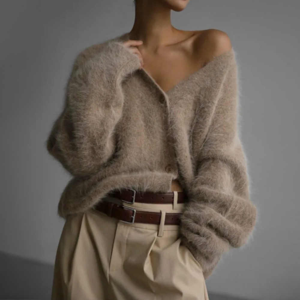 Women's Soft Knit Cardigan for Year-Round Wear in Brown 2