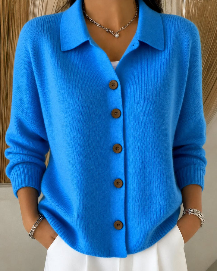 Women's Soft Knit Cardigan with Relaxed Fit in Blue