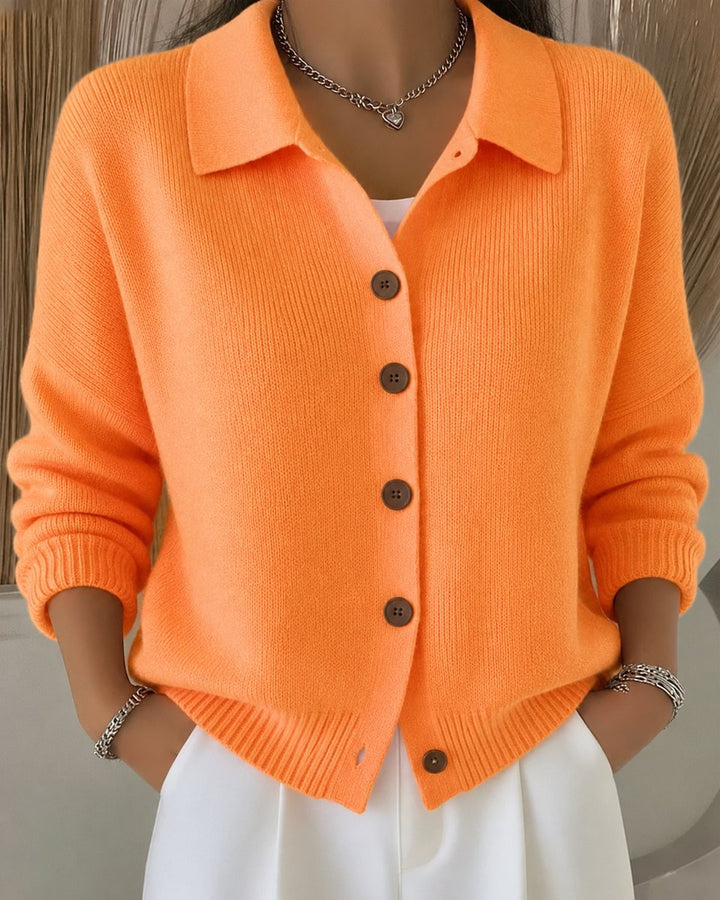Women's Soft Knit Cardigan with Relaxed Fit in Orange
