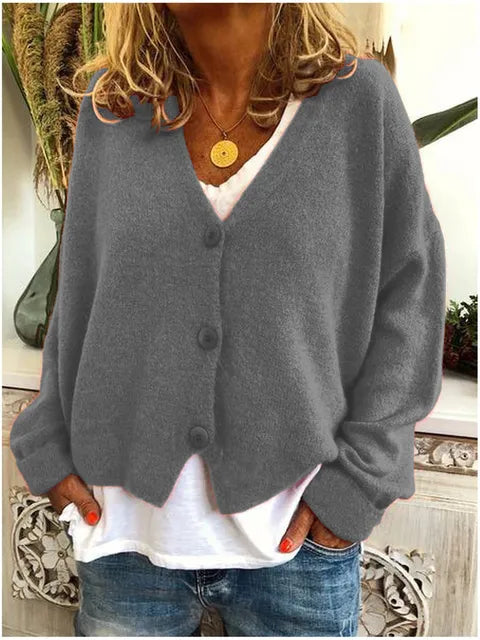 Women's Soft Knit Cropped Cardigan in Grey