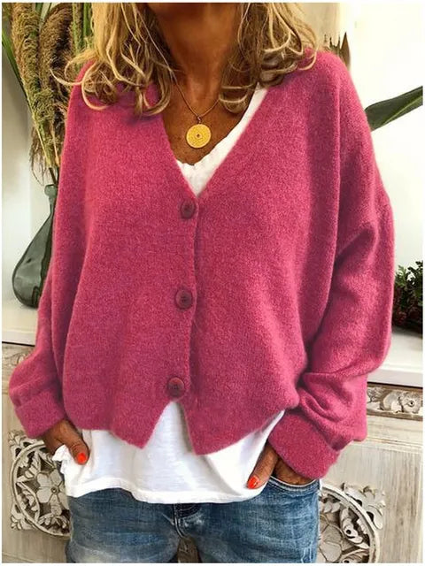 Women's Soft Knit Cropped Cardigan in Pink