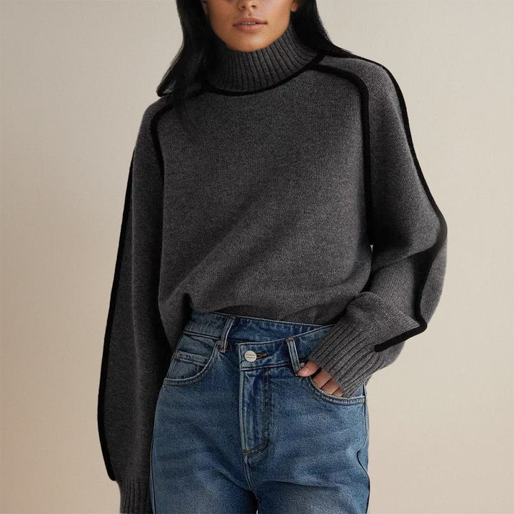 Women's Soft Turtleneck Pullover in Dark Grey