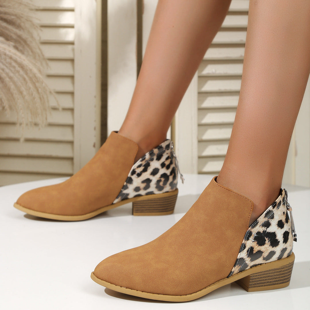 Women's Statement Animal Print Ankle Boots in Brown