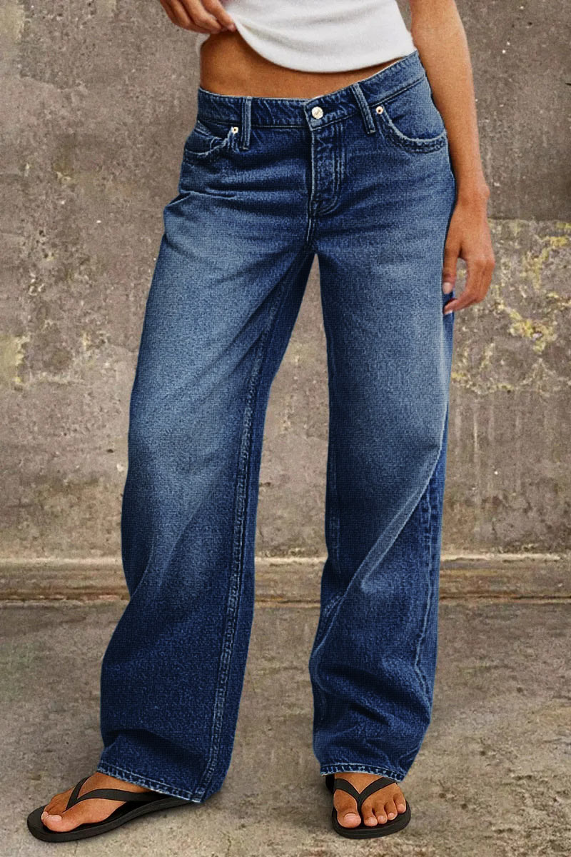 Women's Straight Leg Jeans for Fall in Dark Blue