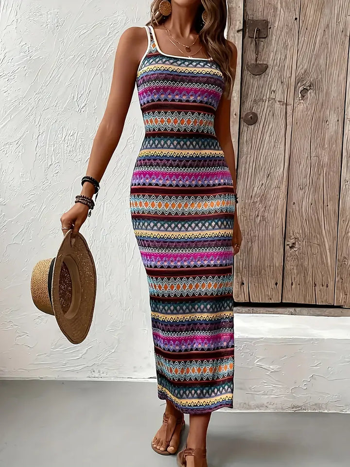 Women's Striped Midi Dress for Autumn Weddings (5)