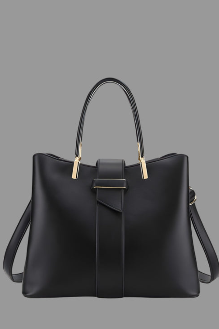 Women's Structured Laptop Bag with Shoulder Strap in Black