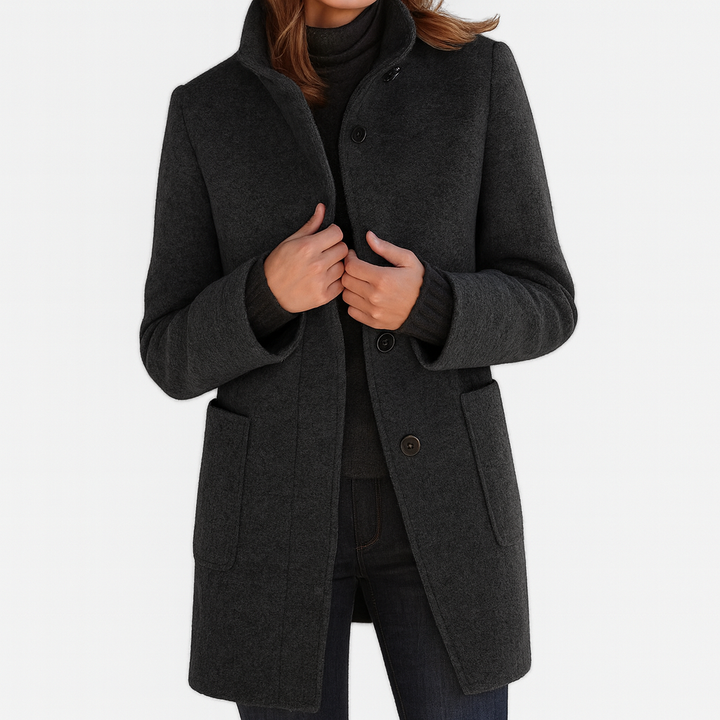 Women's Structured Trench Coat for Work in Black