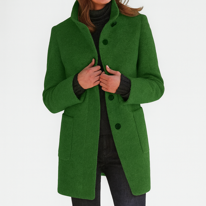 Women's Structured Trench Coat for Work in Green