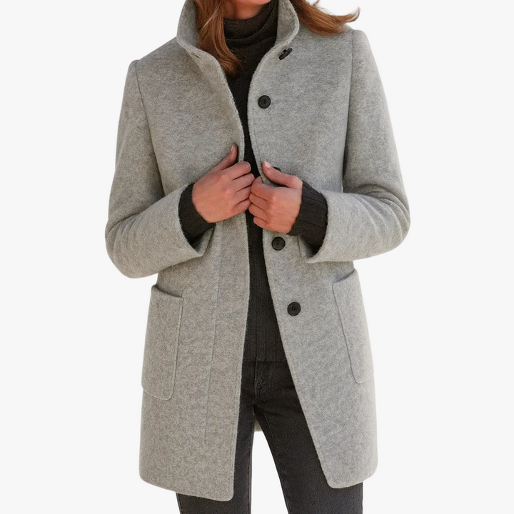Women's Structured Trench Coat for Work in Grey