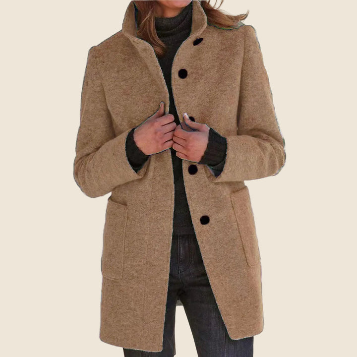 Women's Structured Trench Coat for Work in Khaki