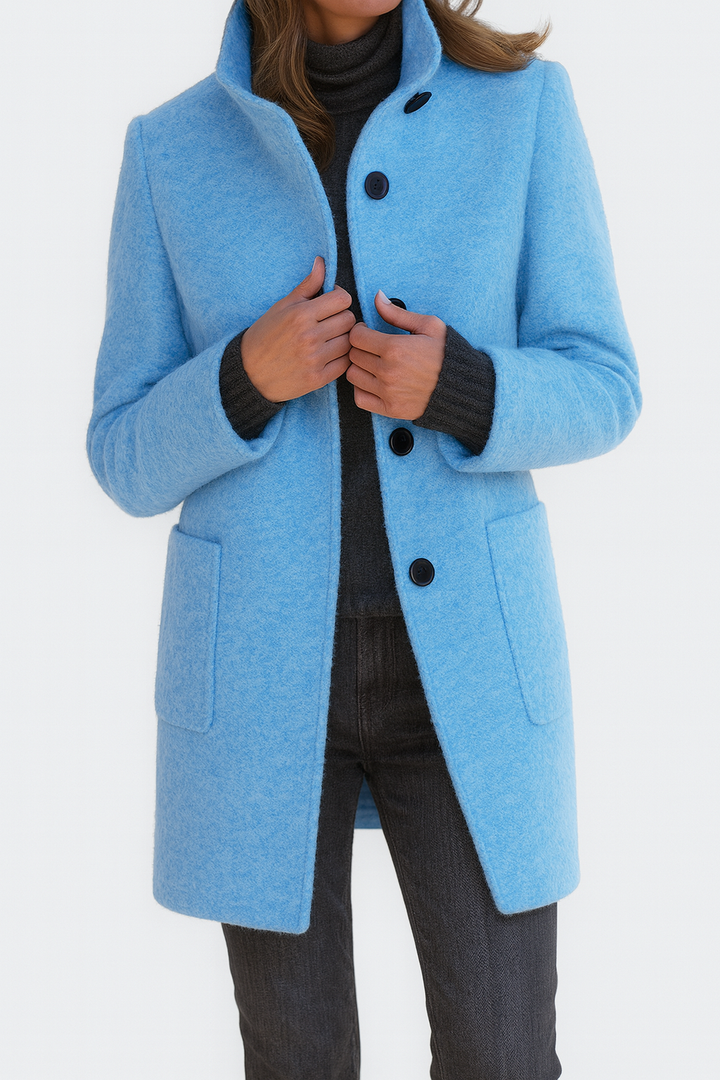 Women's Structured Trench Coat for Work in Light Blue