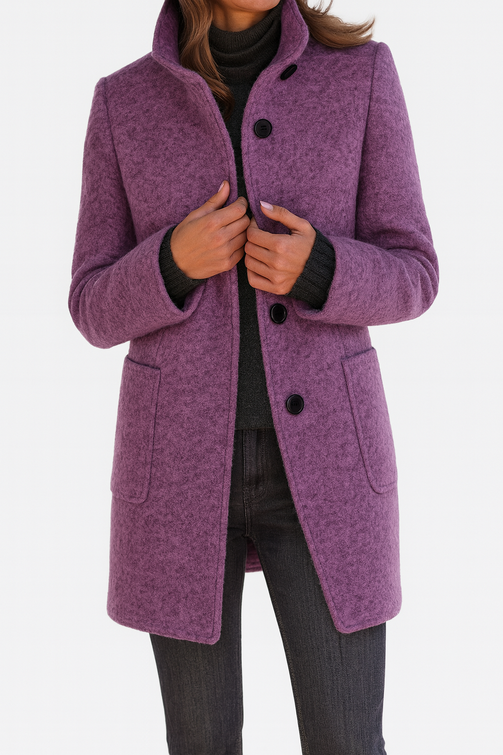 Women's Structured Trench Coat for Work in Purple