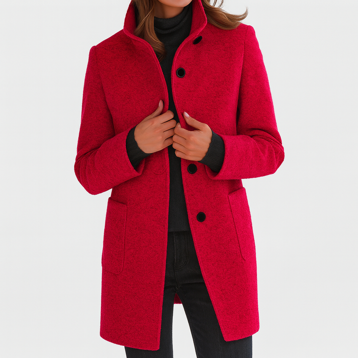 Women's Structured Trench Coat for Work in Red
